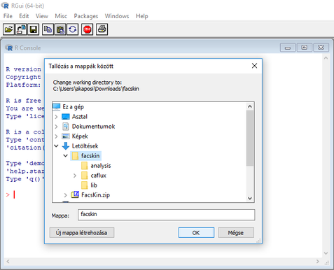 Figure 9. Selecting the FacsKin folder